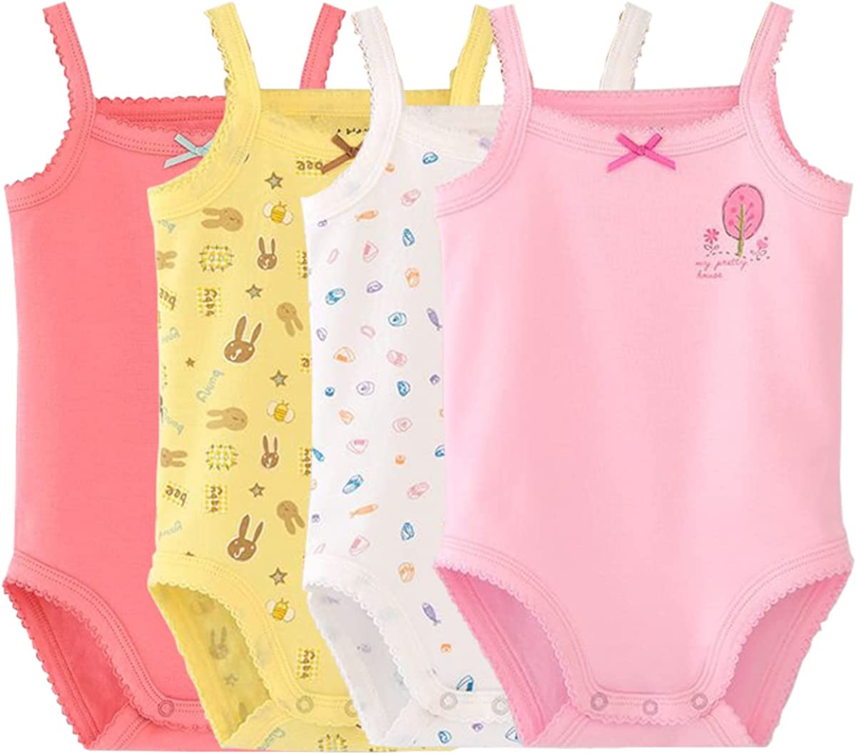 230816074627068_1 Baby Girls Spaghetti Strap Bodysuit Sleeveless Baby Tank Top Cotton Baby One-Pieces Pack of Summer Baby Clothes Outfit - Image 1